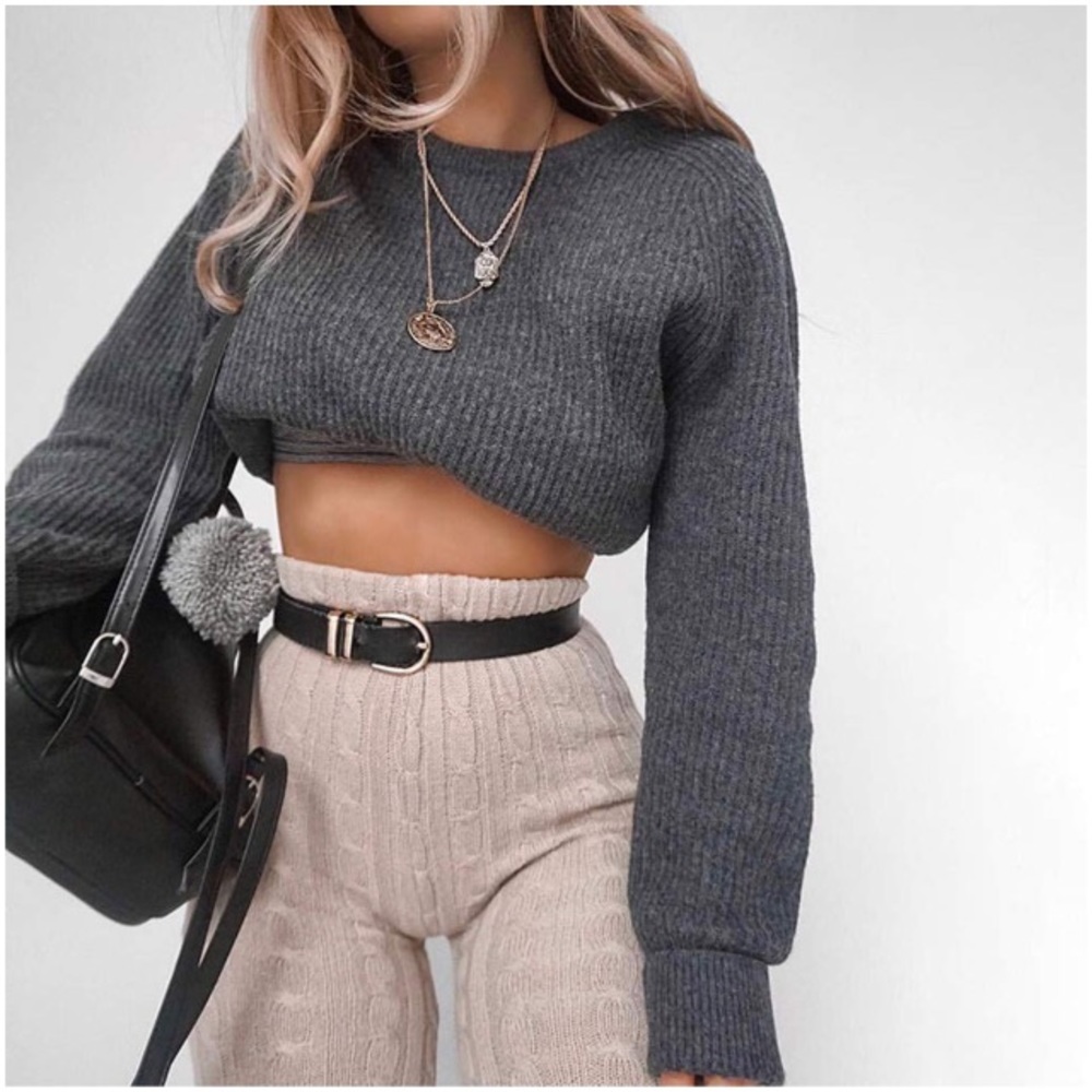 Charcoal grey cropped sweater